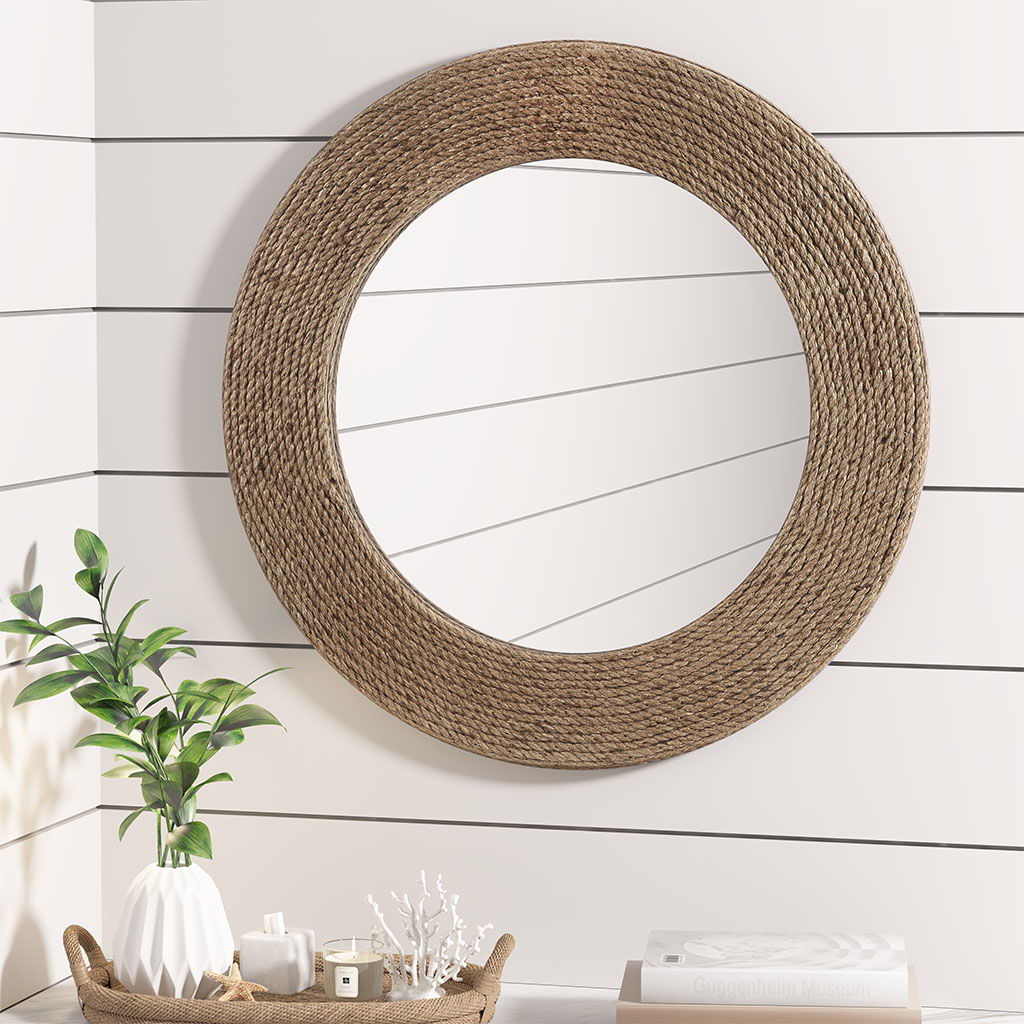 Cove - Round Jute Mirror - Brown