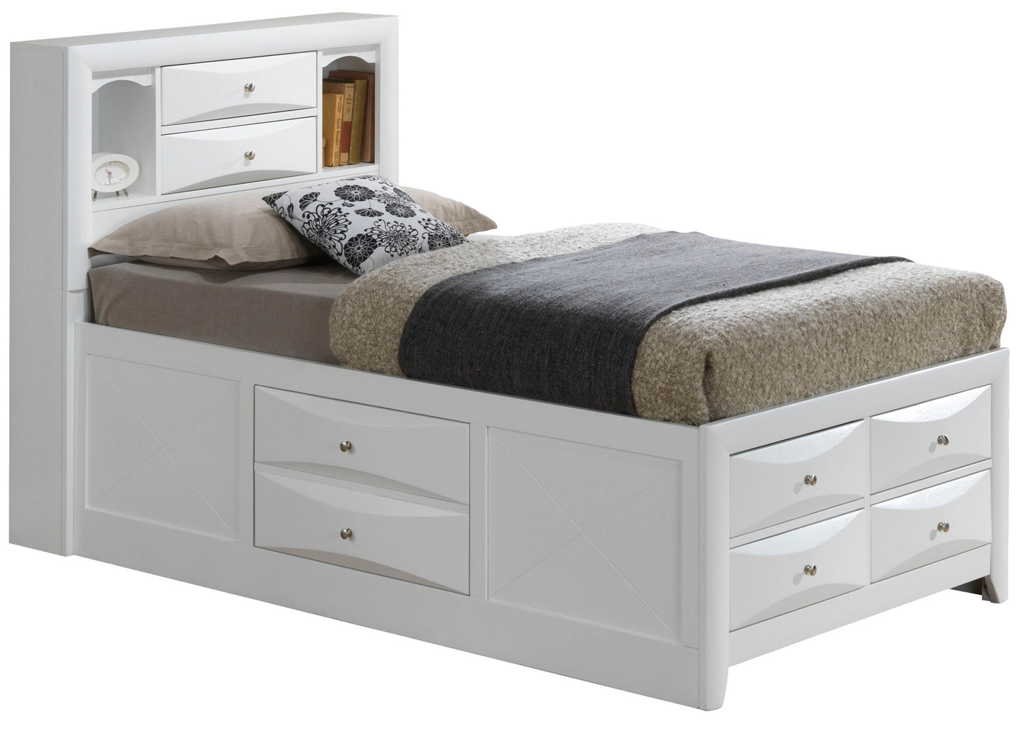 Modern Design Storage Bed With Bookcase Headboard