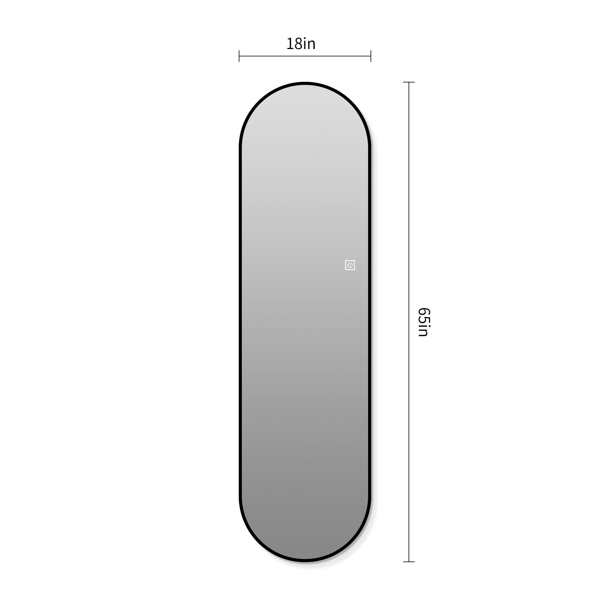 Capsule Shaped Dimmable LED Full Length Wall Mirror With Frame - Silver