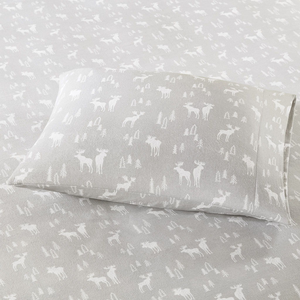 Flannel - California King Sheet Set - Gray Moose