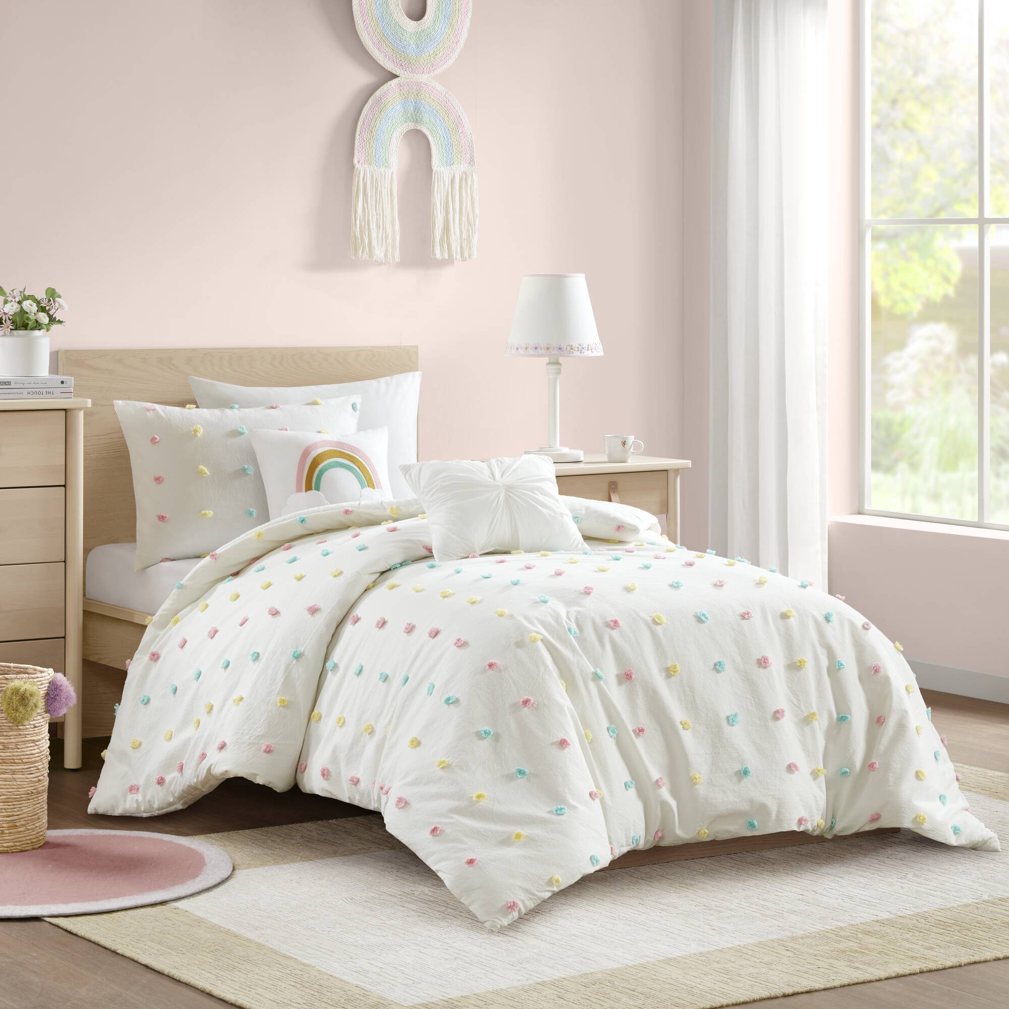 Callie - Twin Pom Pom Comforter Set - Multi