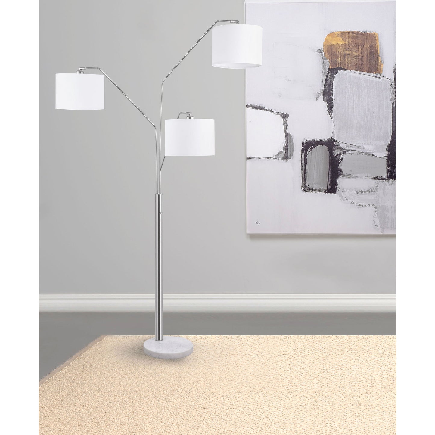 Trio Drum Shade Floor Lamp - Silver