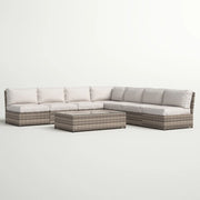 6 Piece Wicker Patio Seating Group With Cushions - Gray Mix