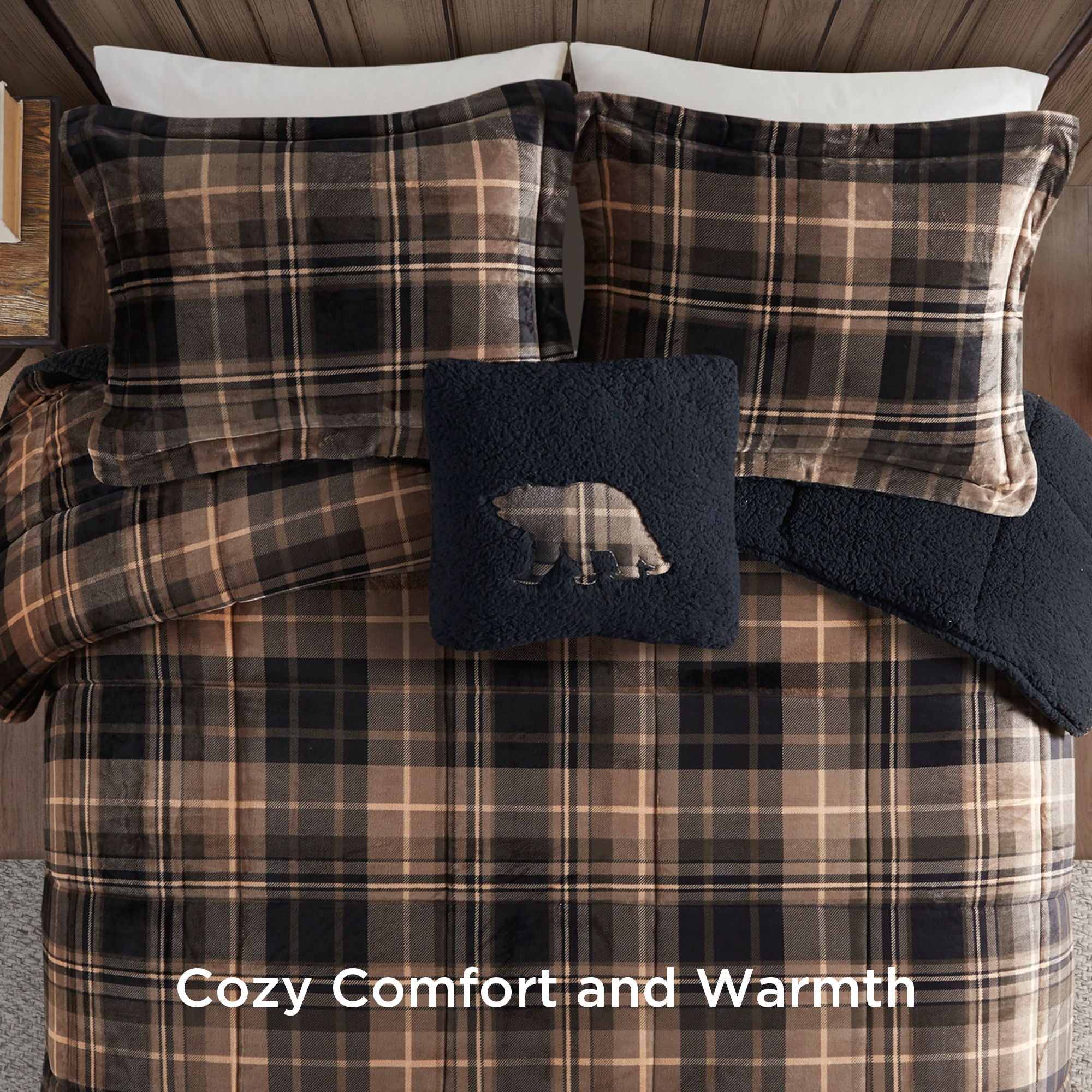 Alton - King Down Alternative Comforter Set - Brown / Black