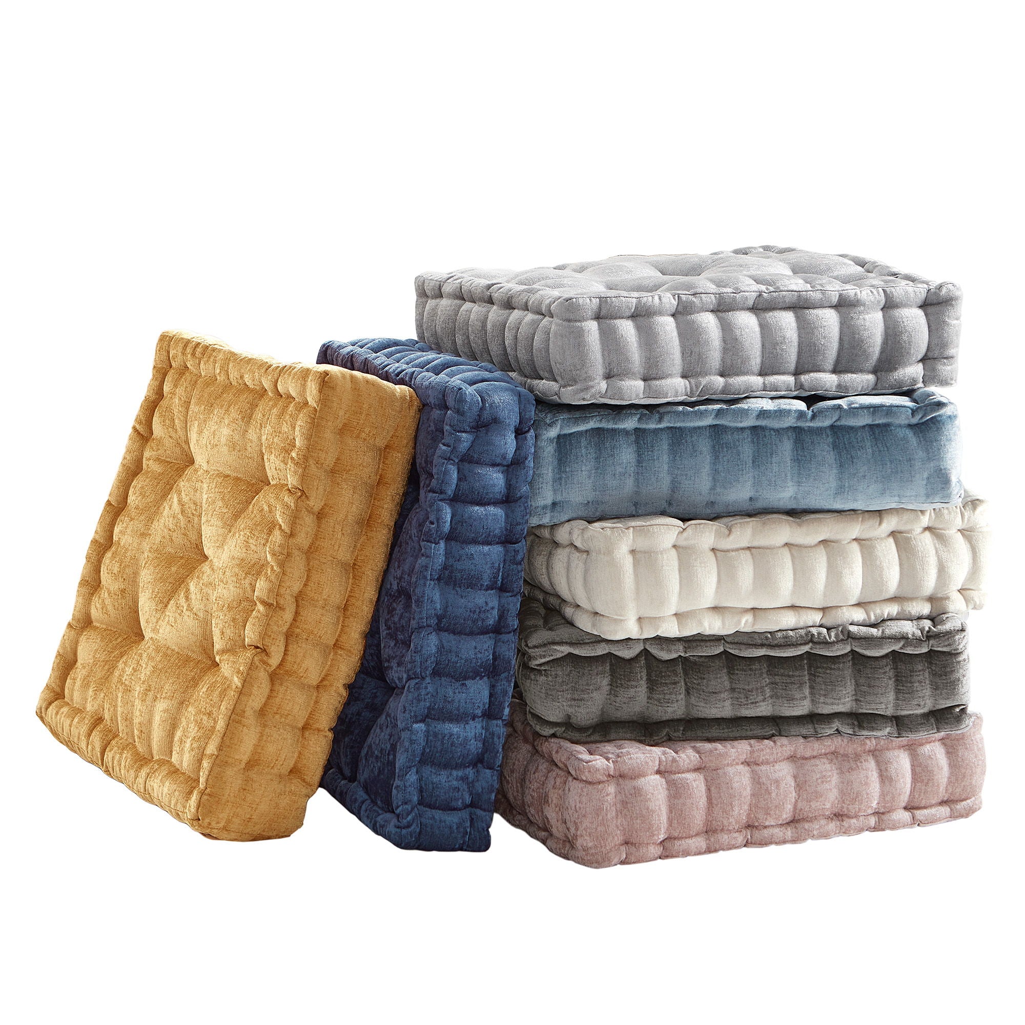 Azza - Poly Chenille Square Floor Pillow Cushion Compress Pack - Charcoal
