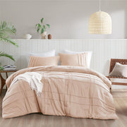 Porter - Queen Soft Washed Pleated Comforter Set - Blush