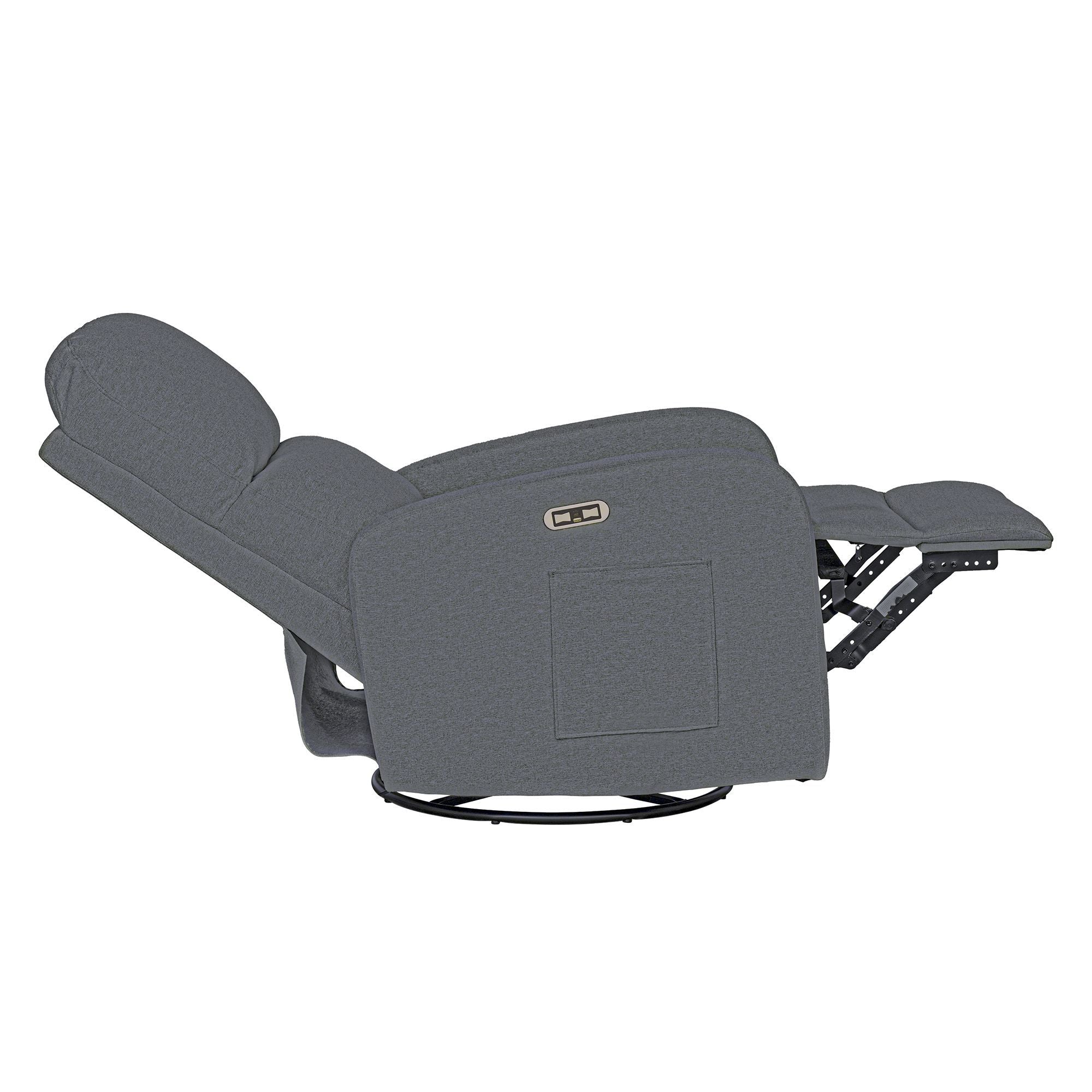 Dakota - Power Recliner 3-in-1 With Swivel, Glider, USB Ports - Gray