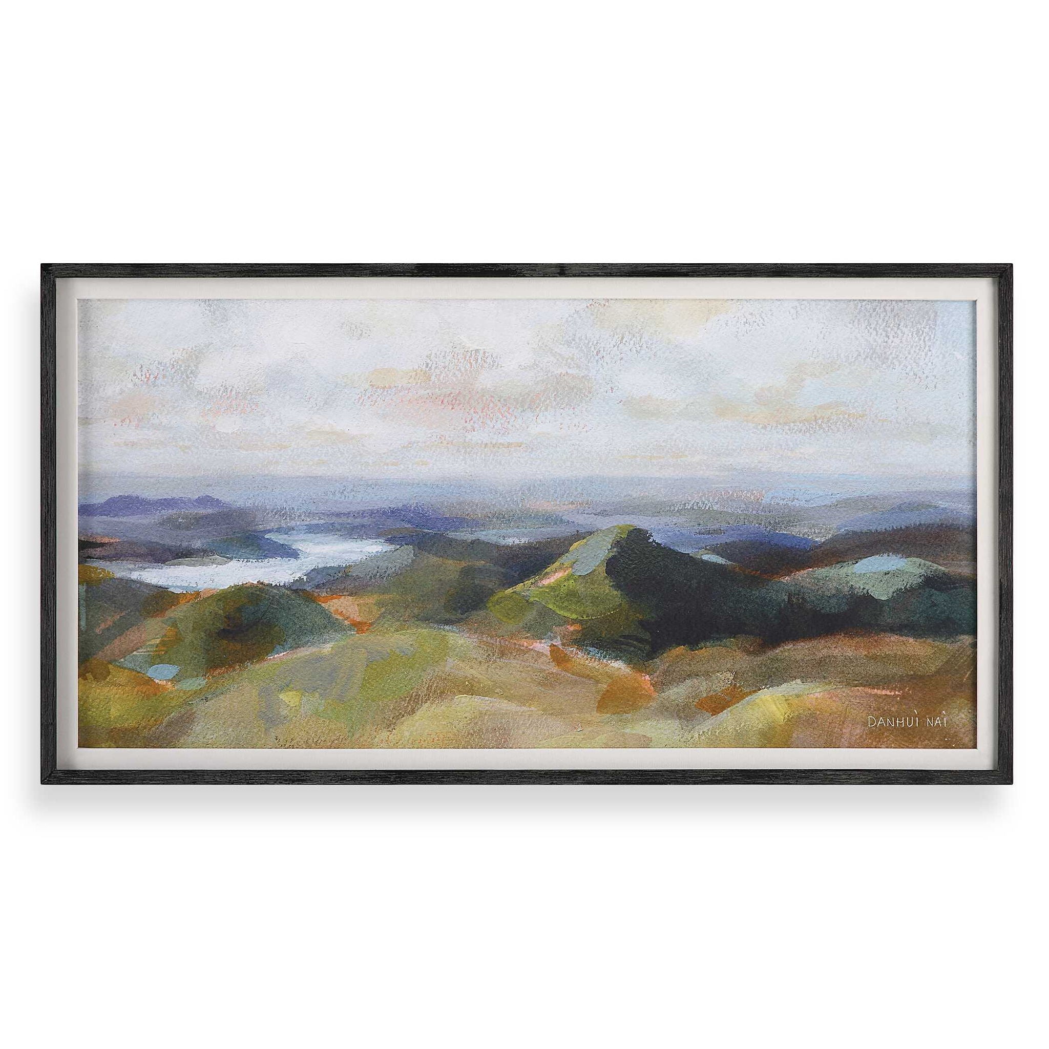 Above The Lakes - Framed Landscape Print - Gray