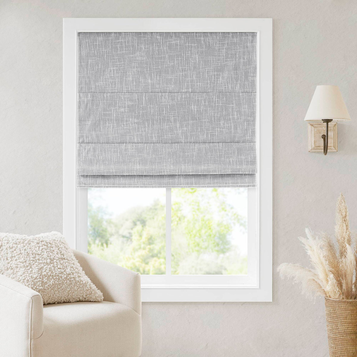 Quincy - 27x64" Total Blackout Cordless Roman Shade - Light Gray