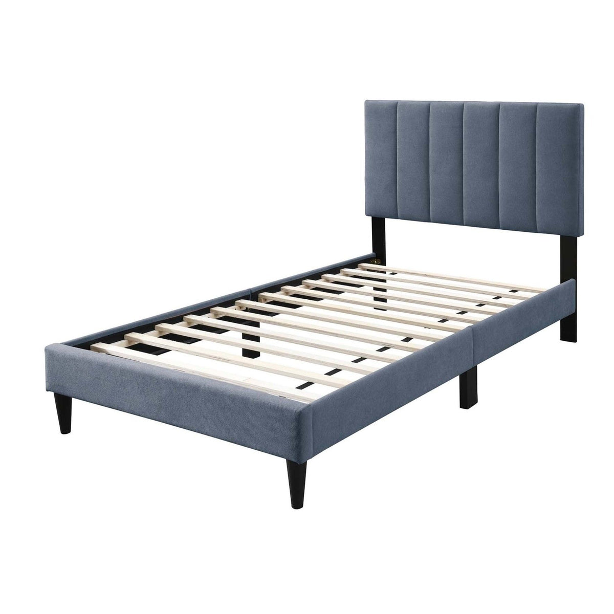 Bed With Channel Tufted Adjustable Headboard