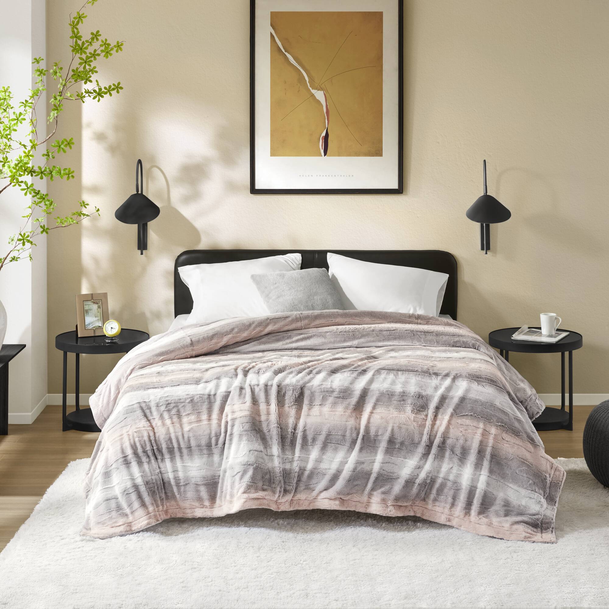 Zuri - 108" x 90" Blanket - Blush / Gray
