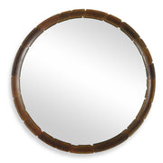 Auger - Amber Glass Round Mirror - Bronze