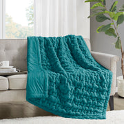 Ruched Fur - Ruched Throw - Teal