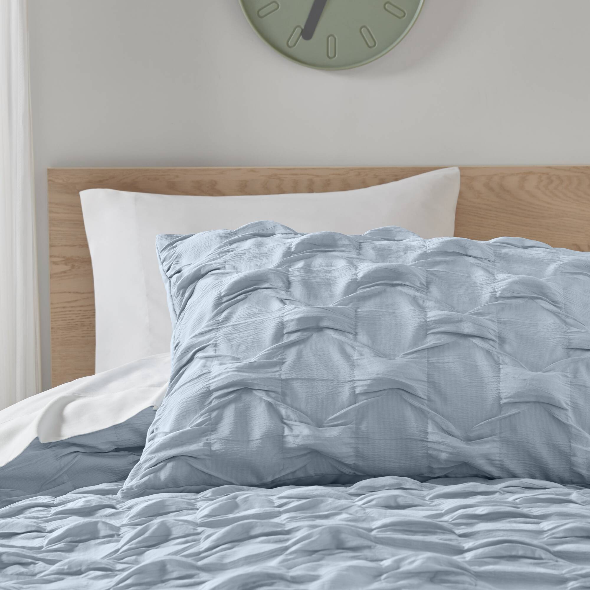 Bailey - Full/Queen Diamond Pucker Comforter Set - Blue