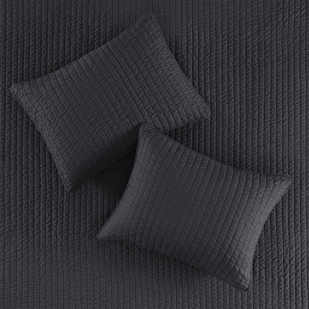 Keaton - Reversible Coverlet Set - Black