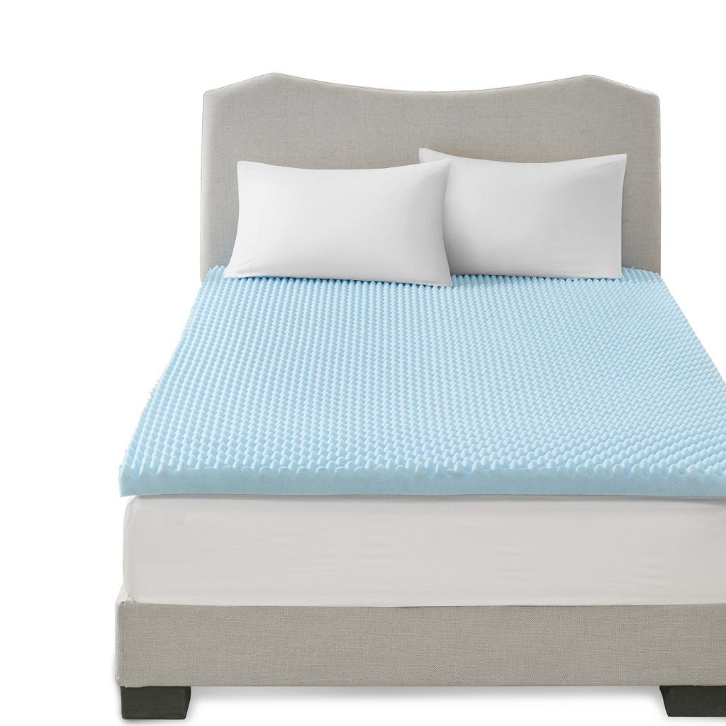 Full Gel Memory Foam Hypoallergenic Cooling Mattress Topper - Blue