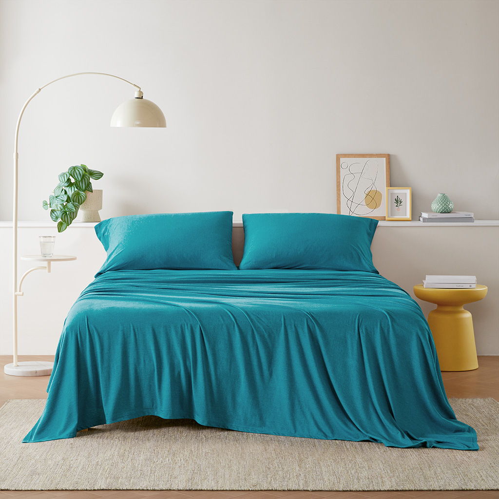 Cotton Blend Jersey Knit - All Season Sheet Set - Teal