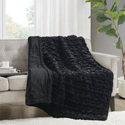 Ruched Fur - Ruched Throw - Black