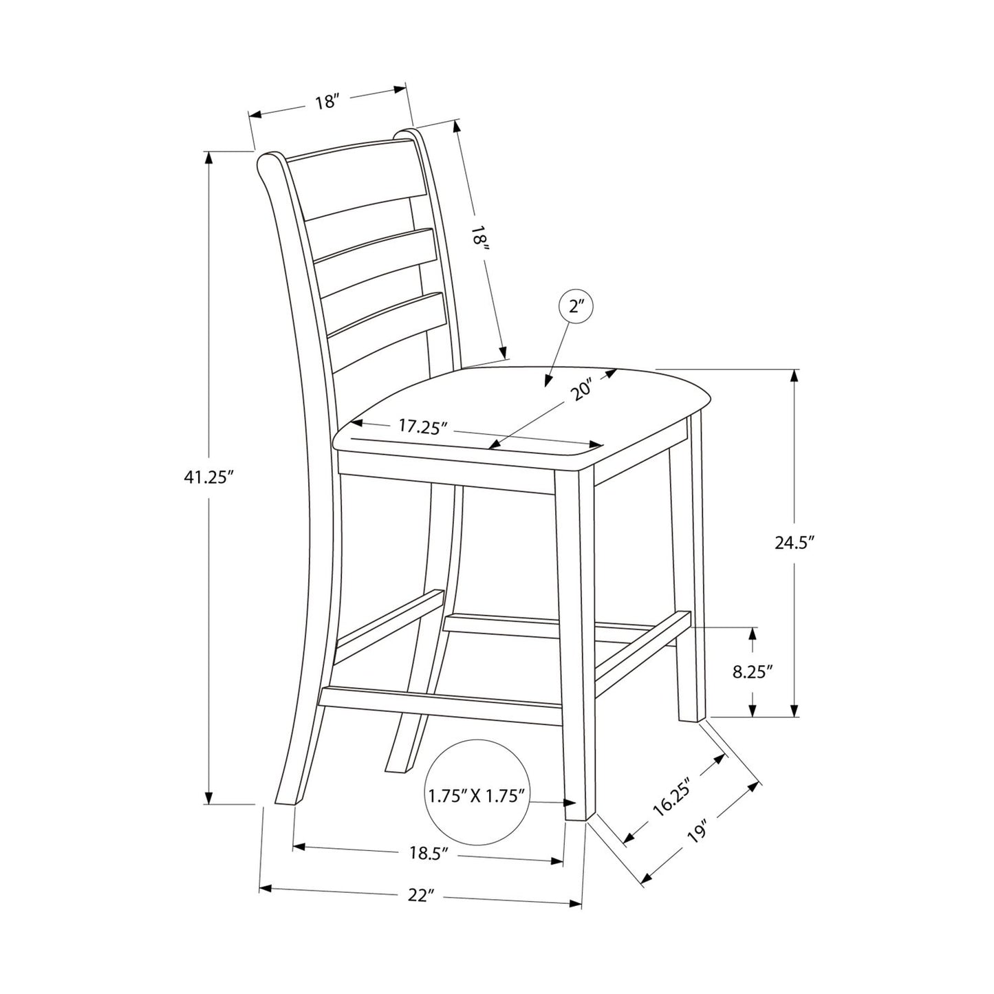 Counter Height Dining Chairs (Set of 2) - Antique Gray