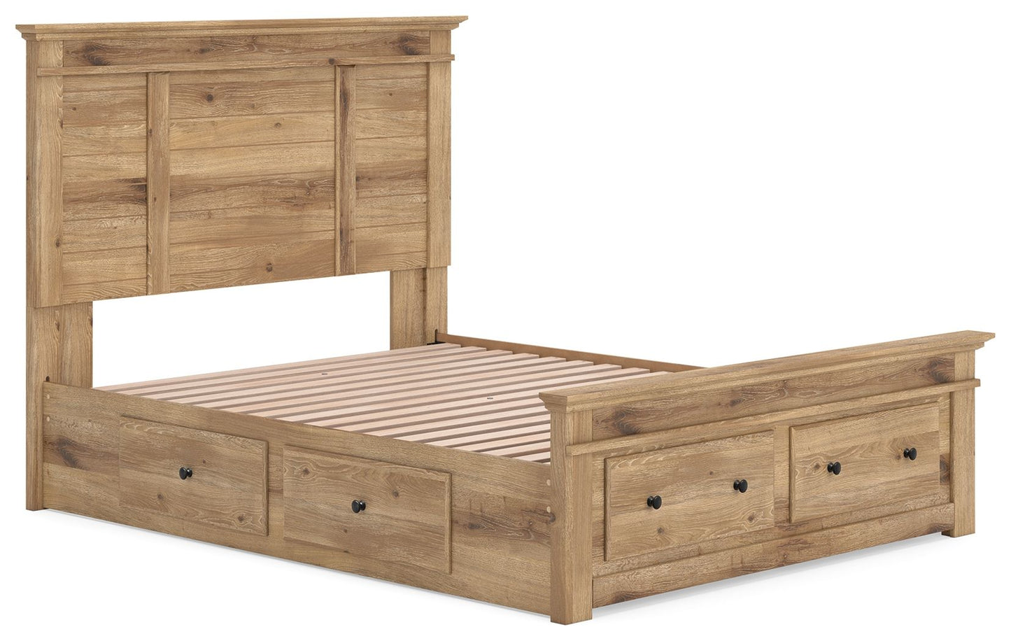 Makidern - Panel Storage Bed With 2 Under Bed Storage Units