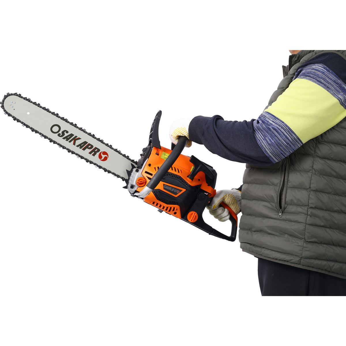 62Cc Gas Powered Chainsaw 2 Cycle Handheld Cordless Chain Saw Aluminium 18" And 20" Guide Bar - Orange