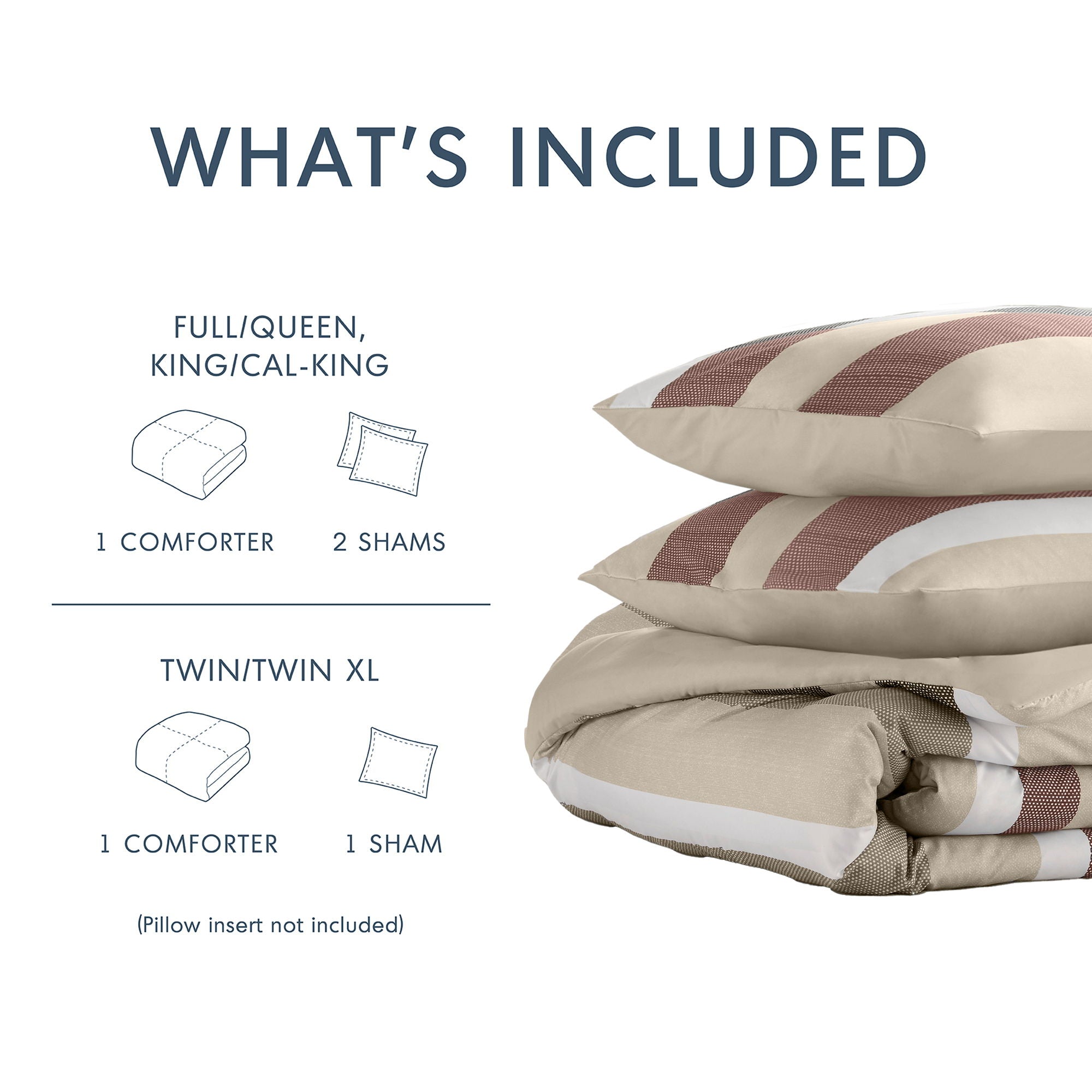Blais - Stripe Textured Print Comforter Set - Terracotta