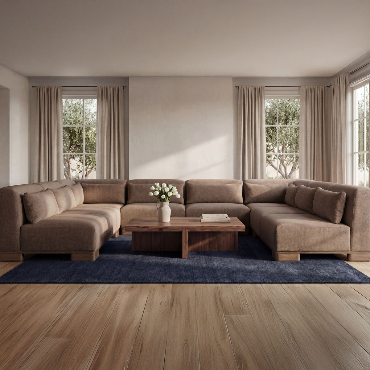 June - U Shaped Modular Sectional - Dark Brown