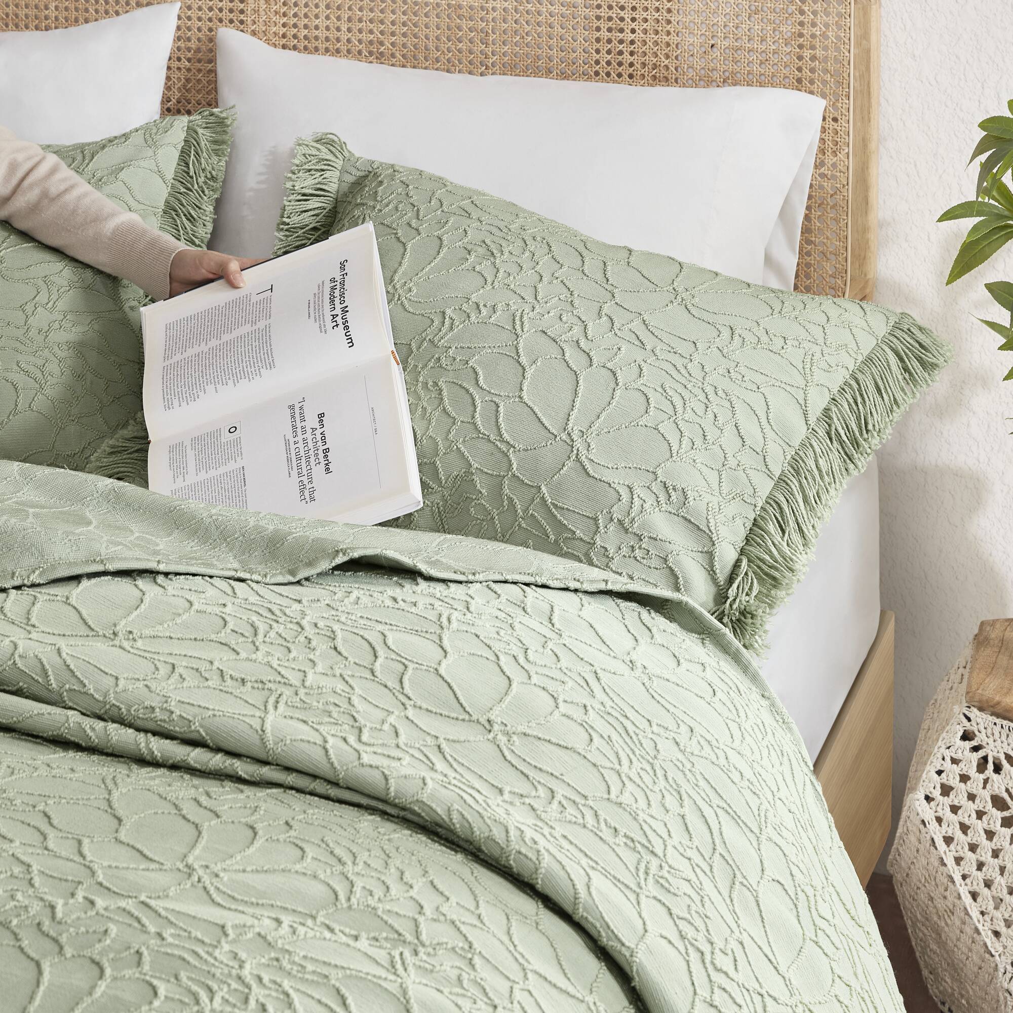 Willow - 3 Piece Queen Bedspread Set - Sage