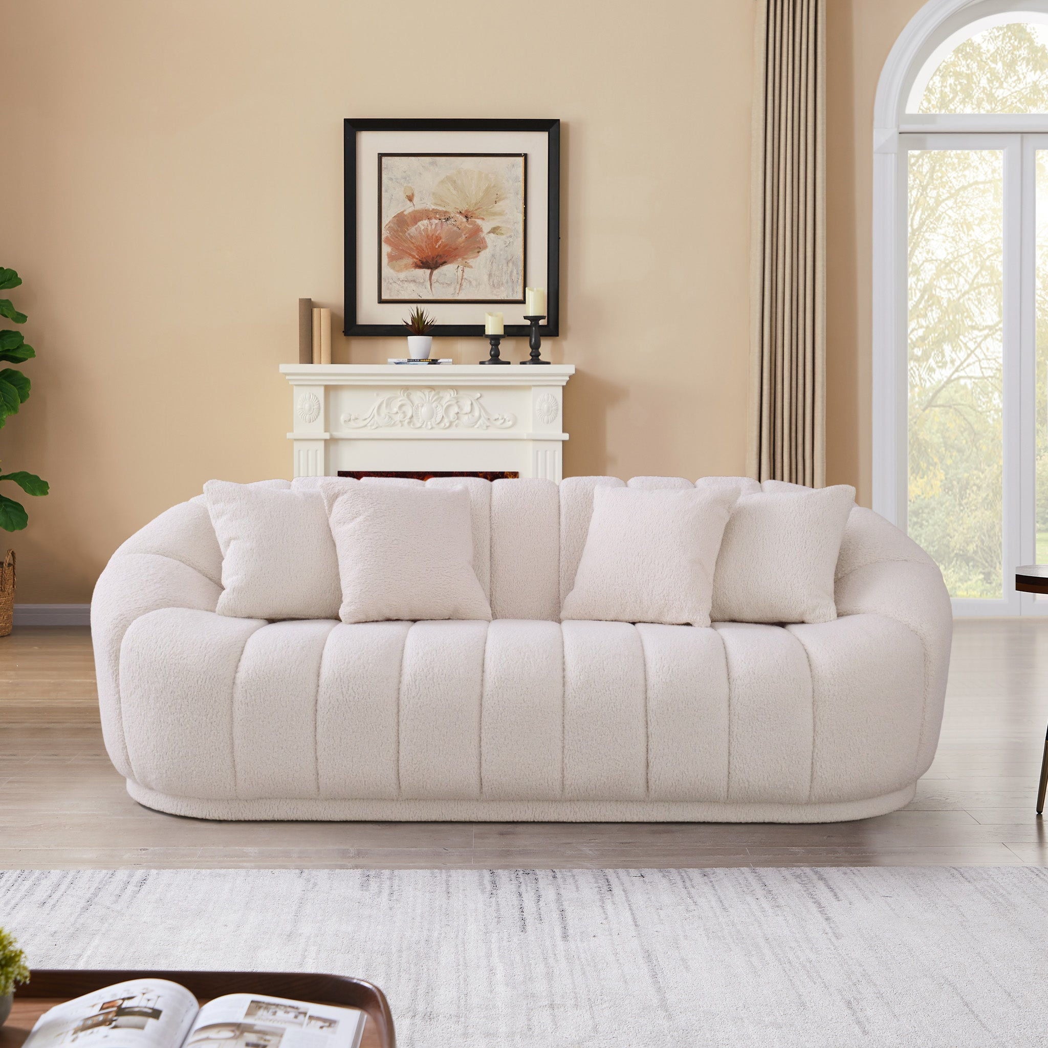 Maximilian - Modern Japandi Style Tight Back Boucle Couches