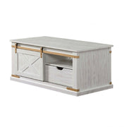 Coffee Table With Storage Drawer And Open Shelves - Antique White / Gold