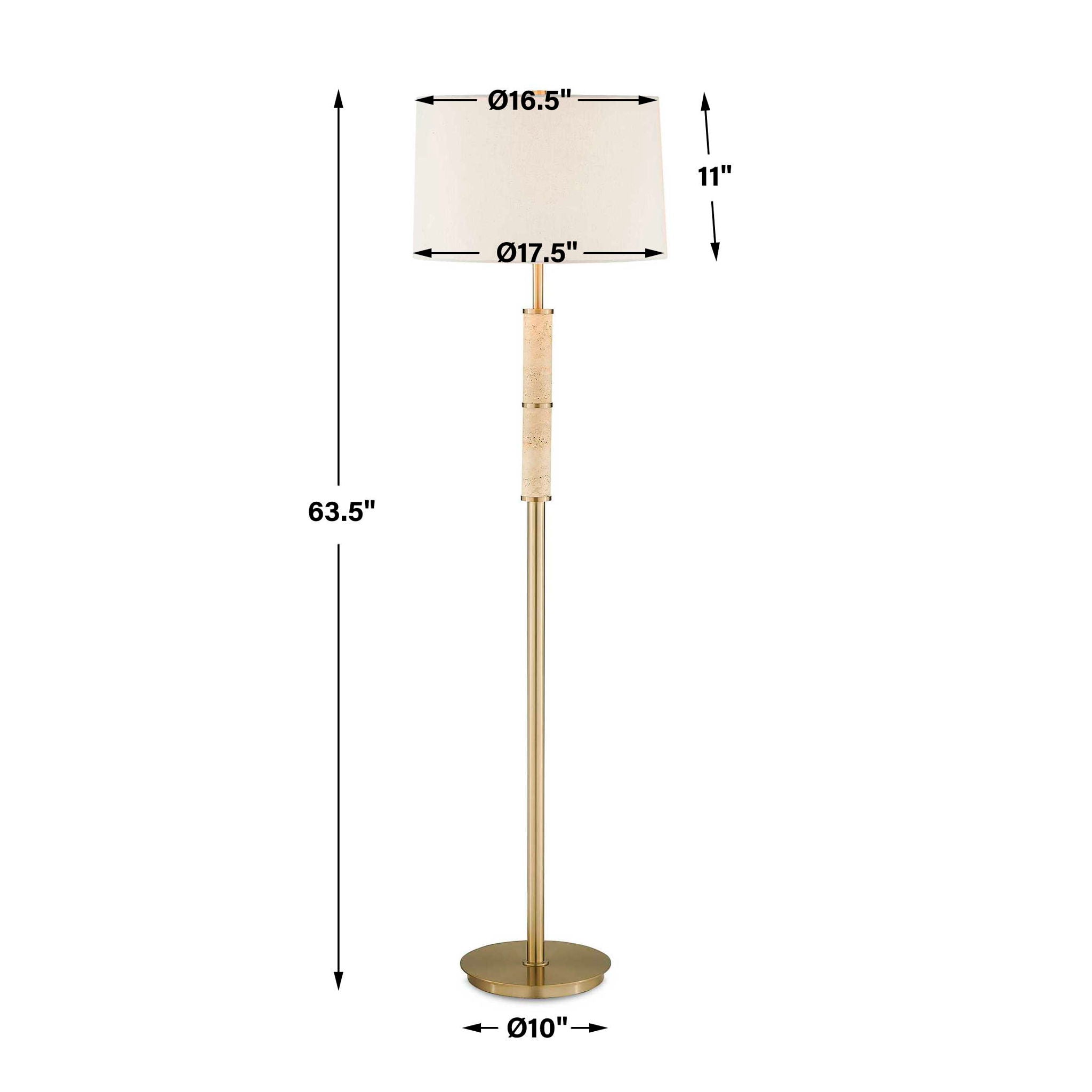 Verlaine - Travertine Floor Lamp - Brass,Gold