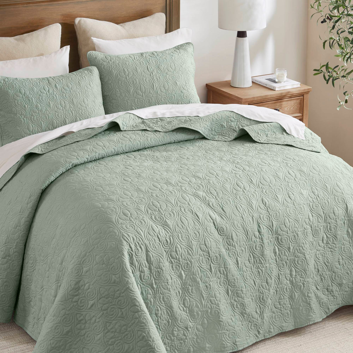 Quebec - King Reversible Bedspread Set - Seafoam