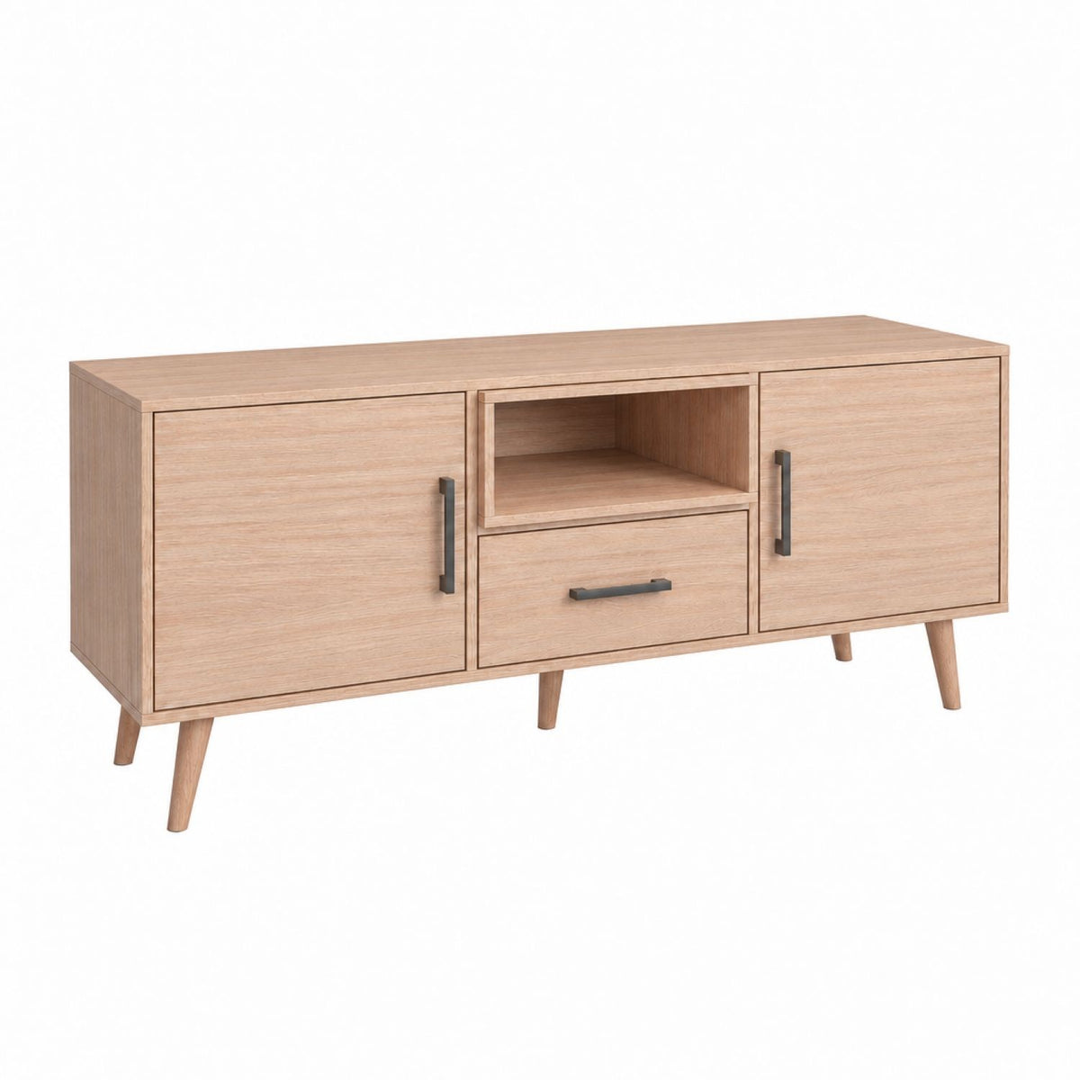 TV Stand For TVs Up To 60" With 2 Doors, 1 Drawer And 1 Open Shelf - Walnut