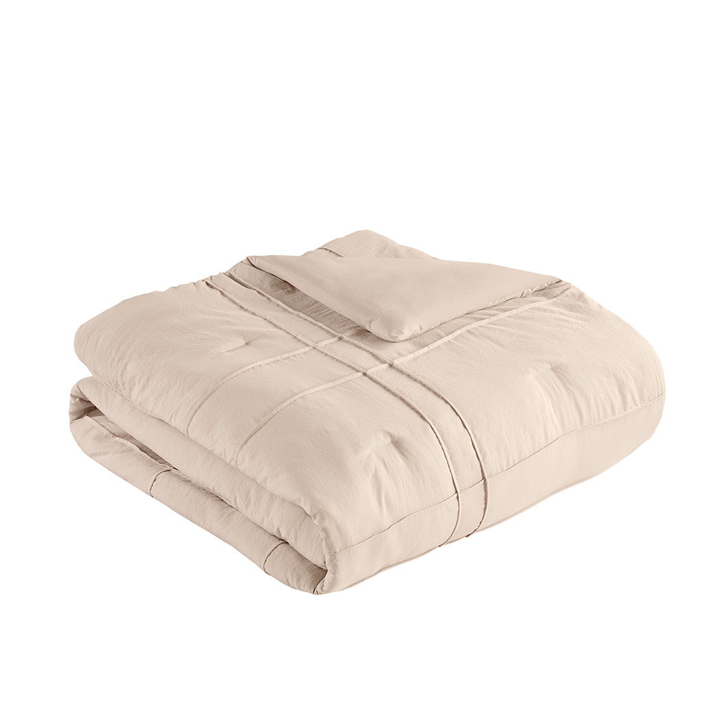 Porter - Queen Soft Washed Pleated Comforter Set - Blush