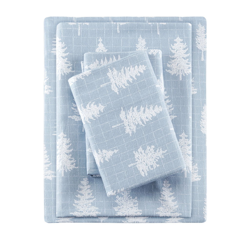 Cozy Flannel - Printed Sheet Set - Blue Forest