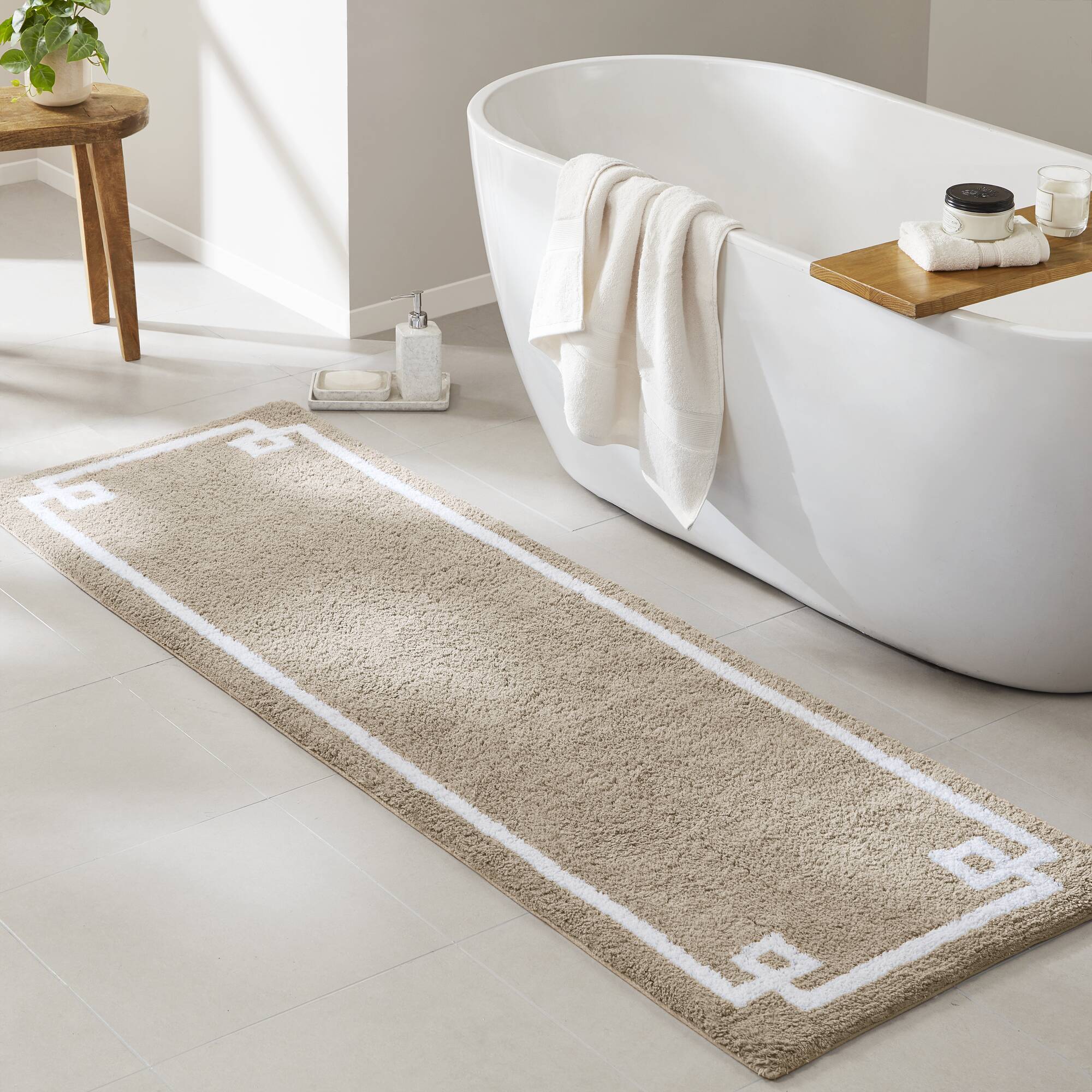 Evan - 24" x 72" Tufted Bath Rug - Taupe
