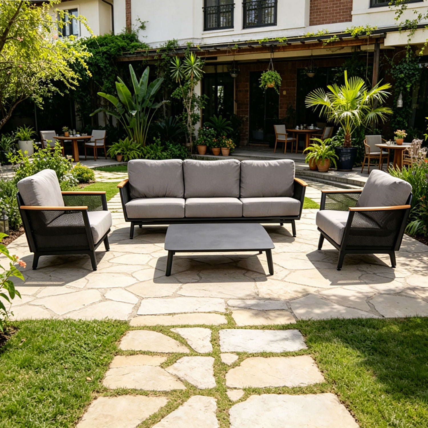 Sofa Set With Armrests - Black