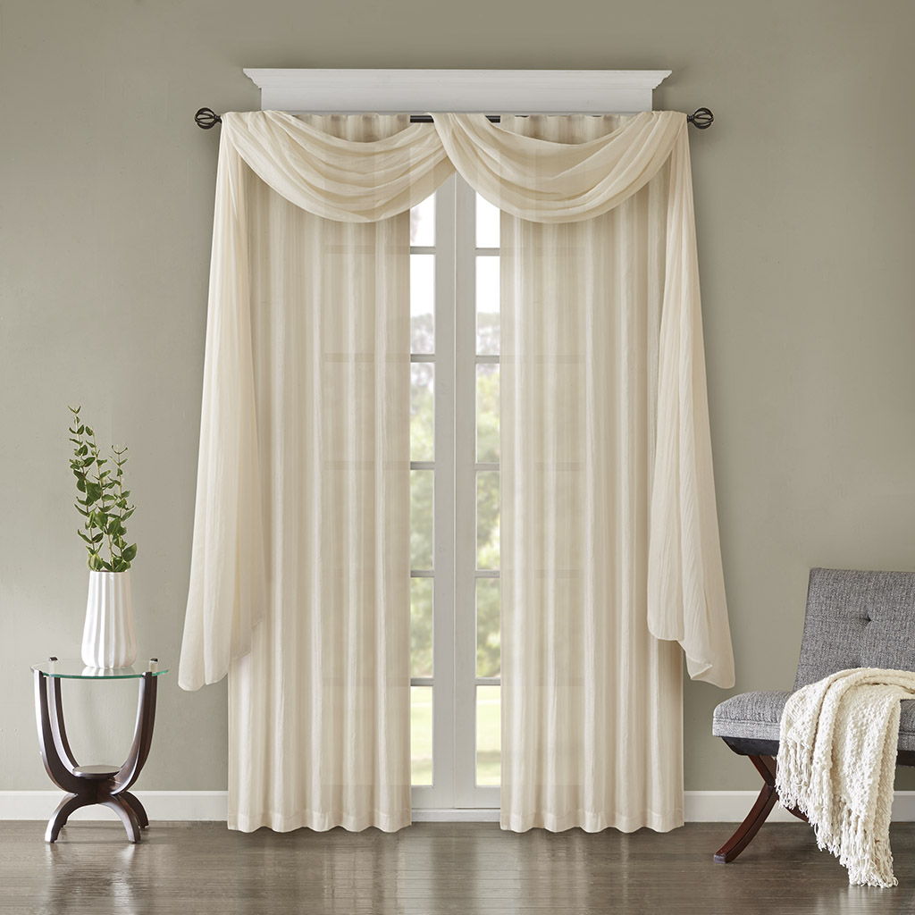 Harper - Solid Crushed Window Panel Pair - Cream