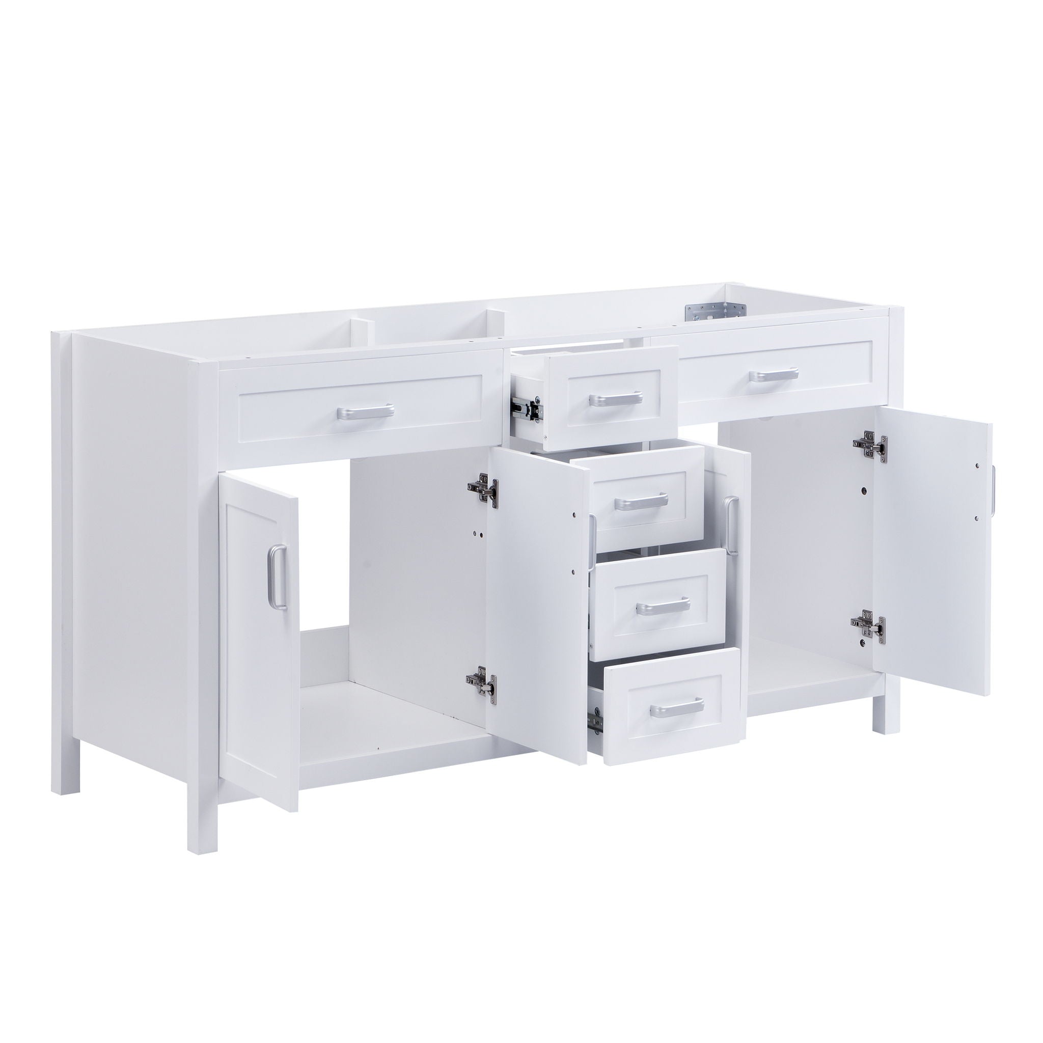 Bathroom Vanity Cabinet Only, Soft Close Doors & Drawers, 4 Drawers & 2 Double Door Cabinets - White