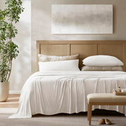 Split King Stretch Jersey Sheet Set - White