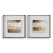 Between Lines - Abstract Painting (Set of 2) - Brown / White