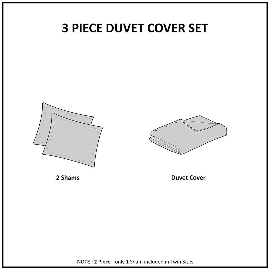 Veronica - King 3 Piece Tufted Floral Duvet Cover Set - Off White