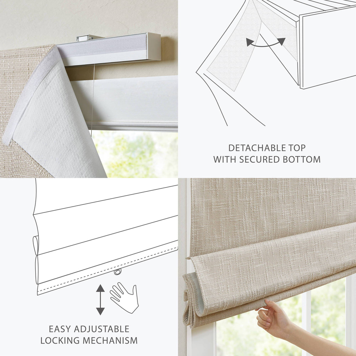 Quincy - 31x64" Total Blackout Cordless Roman Shade - Linen