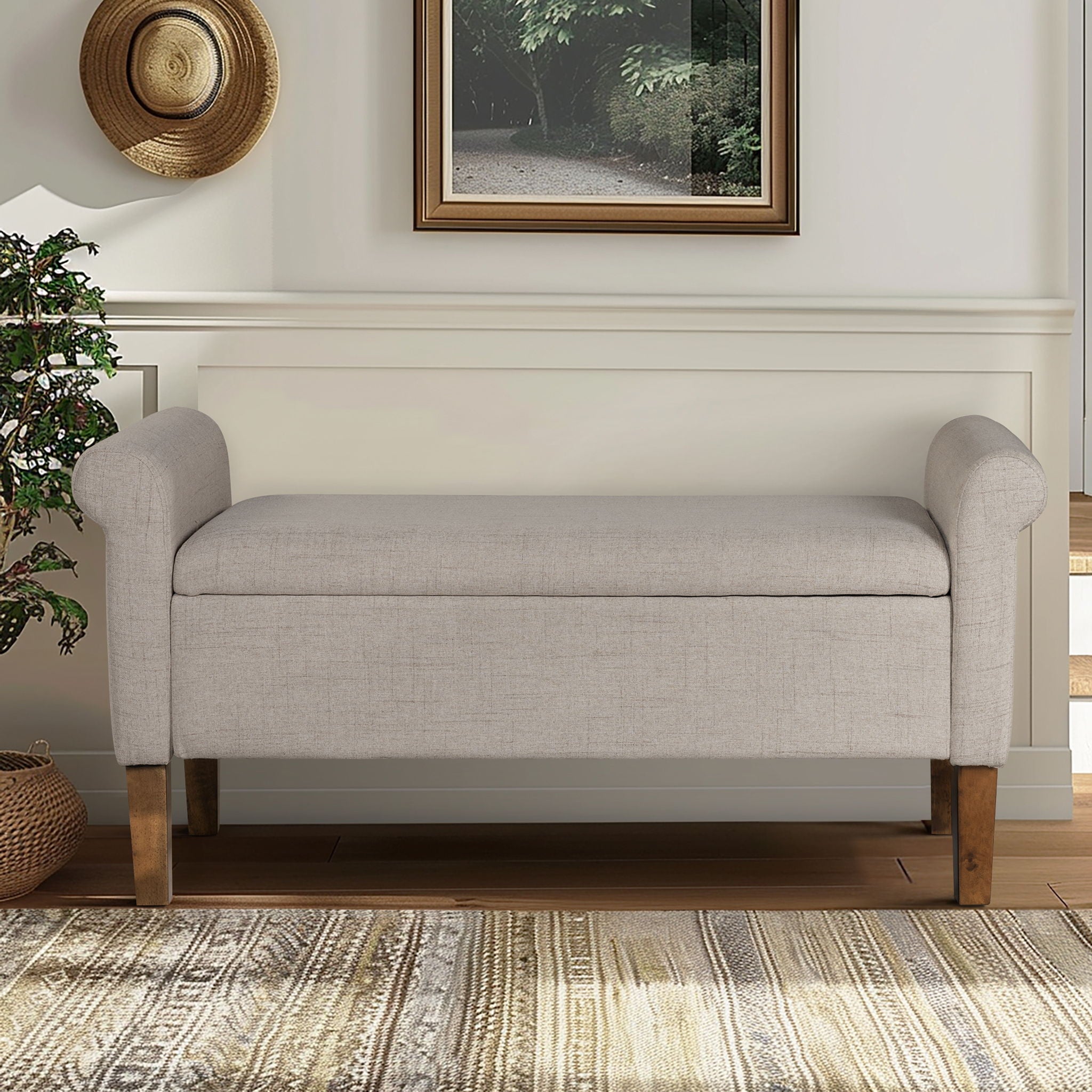 Aubrey - Upholstered Storage Bench - Cream