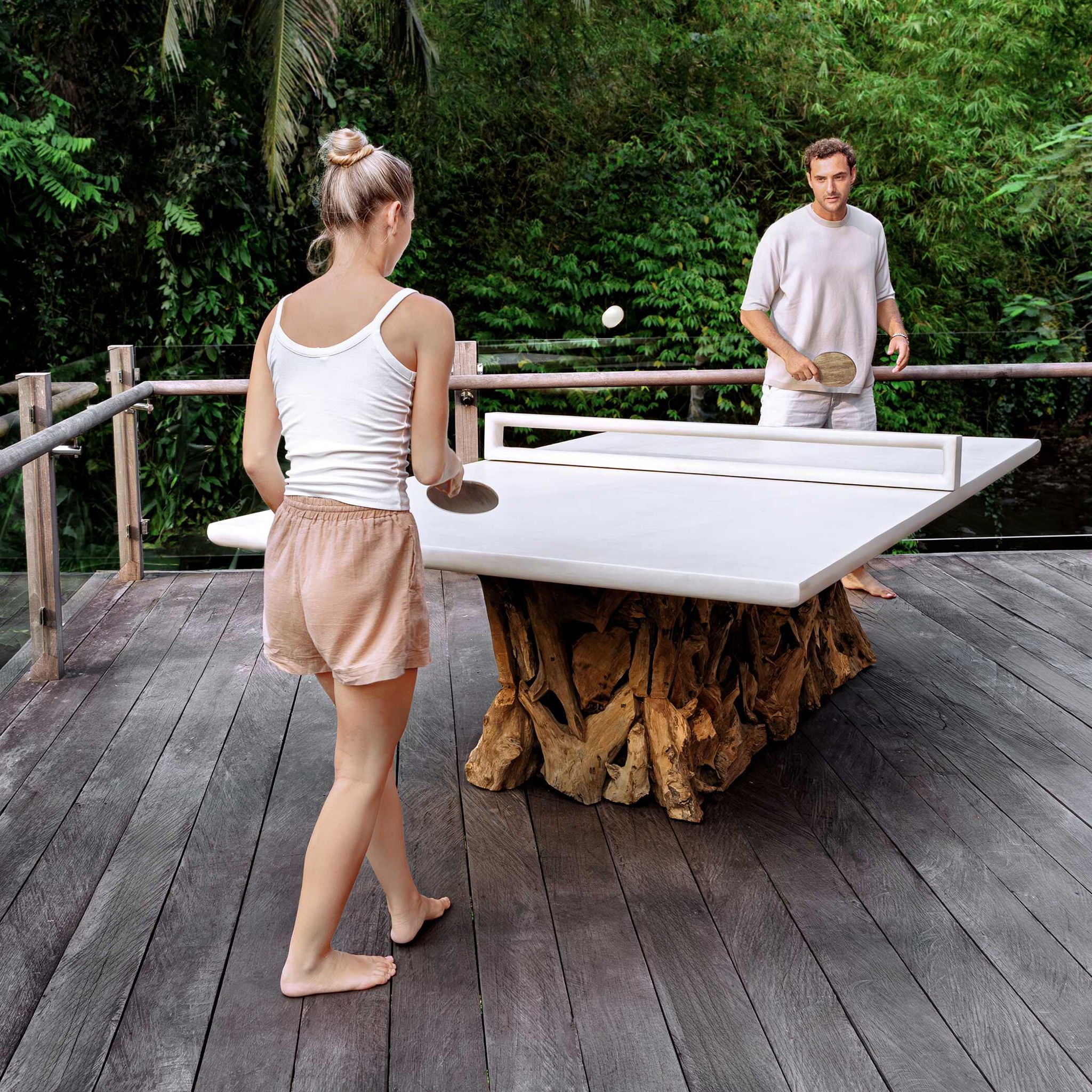Stonewood - Indoor-Outdoor Ping-Pong Dining Table - White / Woodtone