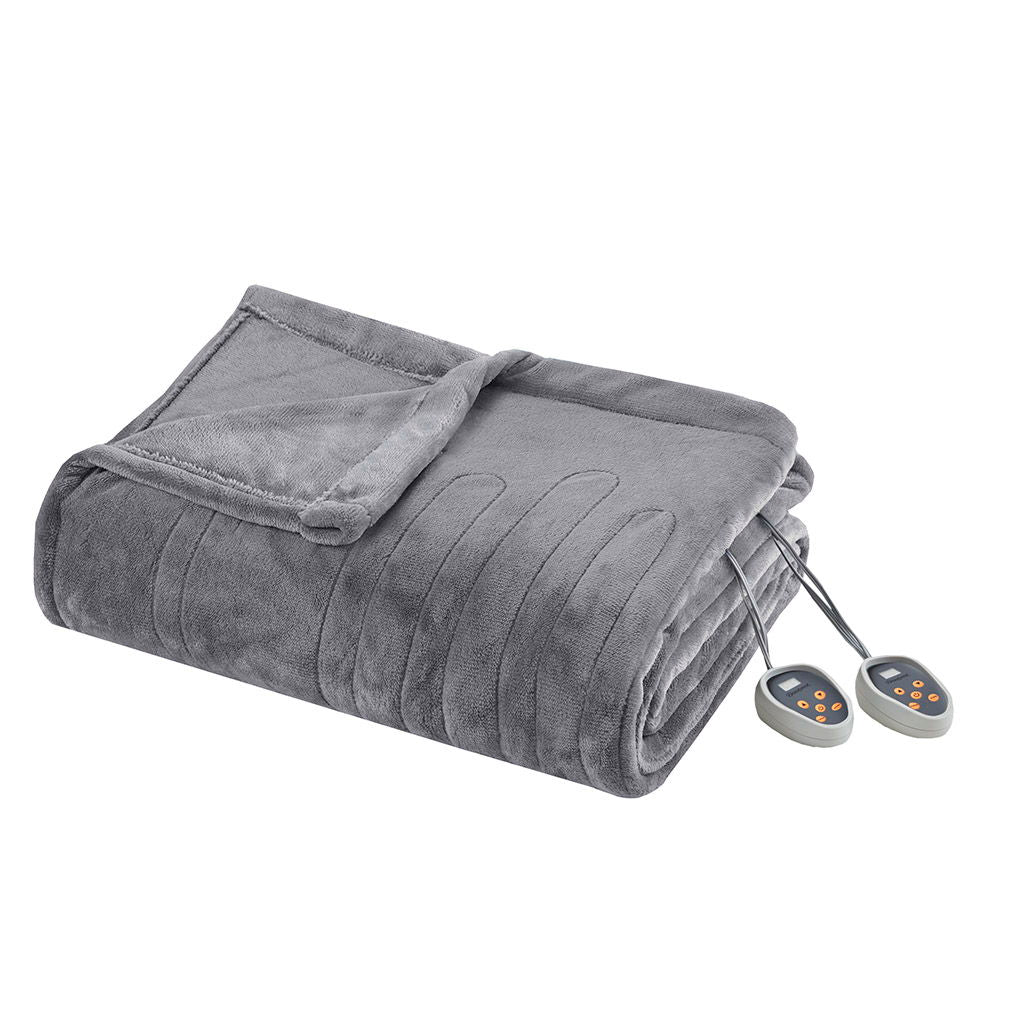 Heated Plush - Blanket - Gray