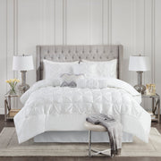 Laurel - Pieced Pleated 7 Piece Tufted Comforter Set - White