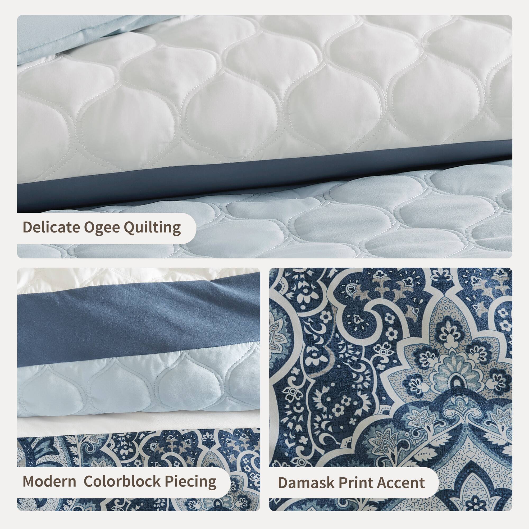 Shawnee - Queen 8 Piece Comforter Set - Blue