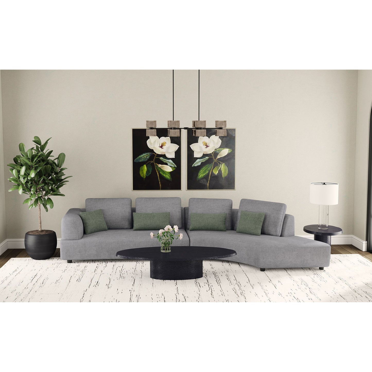 Lincoln - Upholstered Curved Sectional Sofa With Pillow Back Cushions - Gray