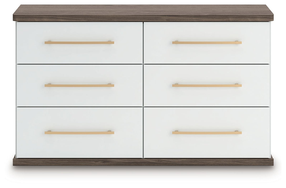 Kendanport - 3 Pc. - Dresser And 2 Nightstands - Brown / White